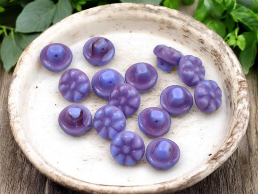 Czech Glass Beads - Button Flower Beads - Czech Glass Buttons - 11x8mm - 15pcs - (2013)