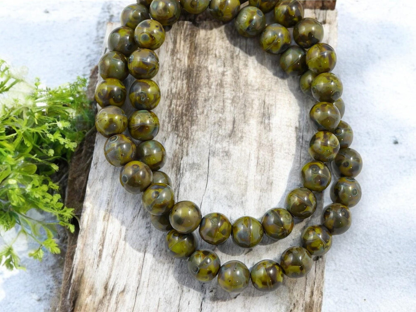 Picasso Beads - Czech Glass Beads - Round Beads - Druks - 8mm Beads - 25pcs - (5963)