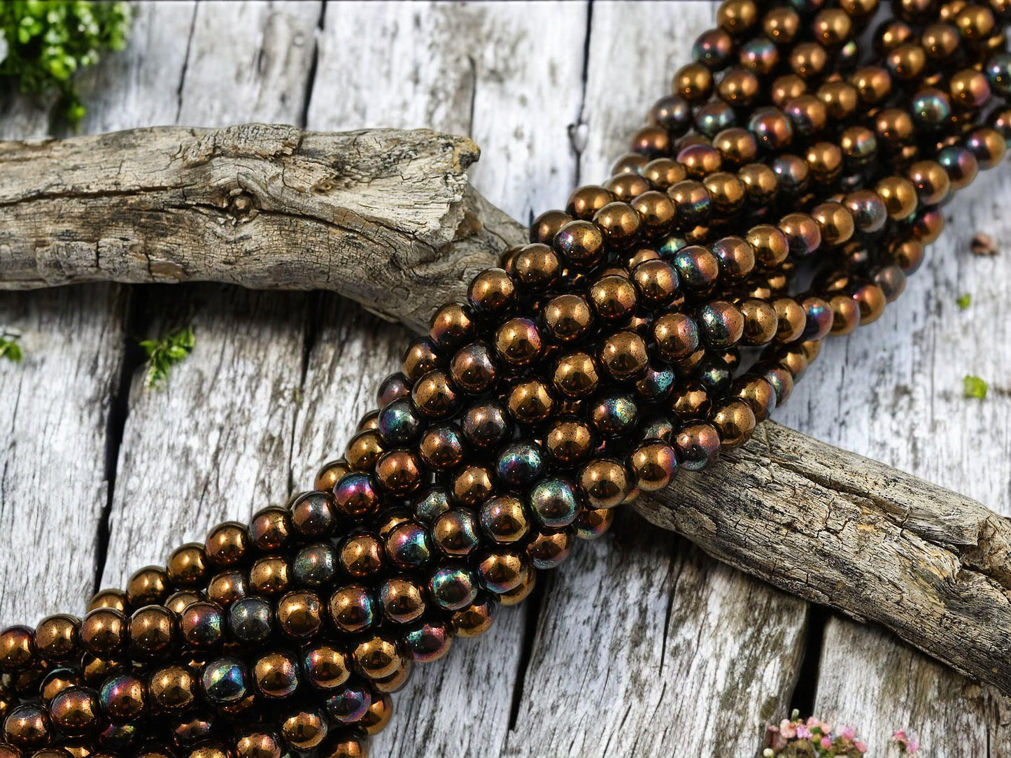 Czech Glass Beads - Bronze Beads - Druk Beads - Round Beads - Picasso Beads - Full Strand - 6mm - 50pcs - (889)