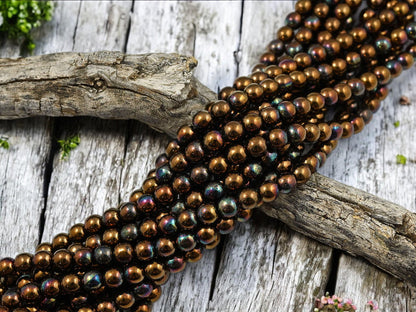 Czech Glass Beads - Bronze Beads - Druk Beads - Round Beads - Picasso Beads - Full Strand - 6mm - 50pcs - (889)