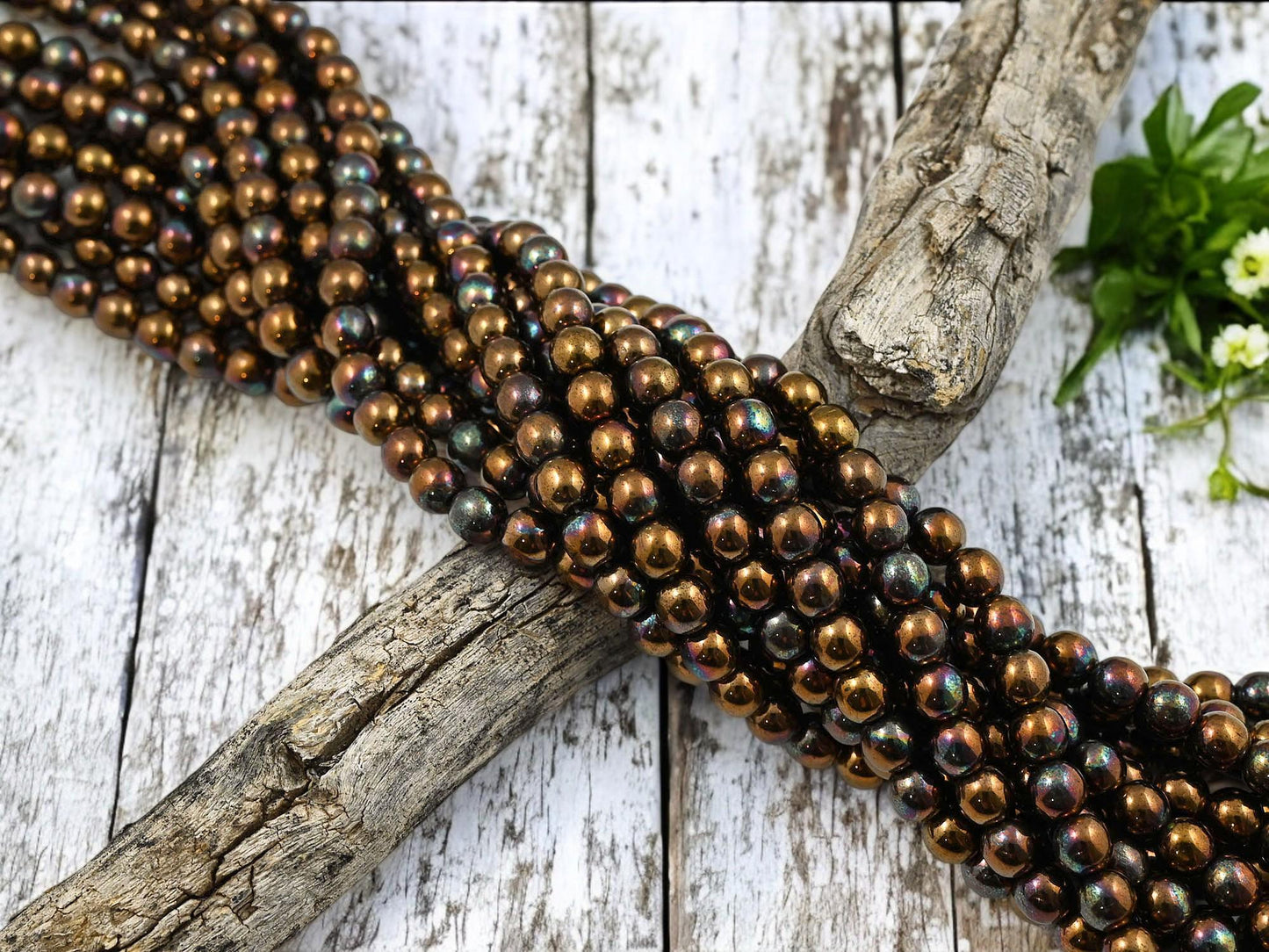 Czech Glass Beads - Bronze Beads - Druk Beads - Round Beads - Picasso Beads - Full Strand - 6mm - 50pcs - (889)