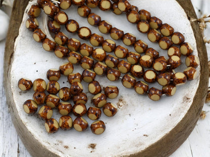 Picasso Beads - Czech Glass Beads - Old Stock Beads - Round Beads - Full Strand - 8mm - 25pcs - (4179)