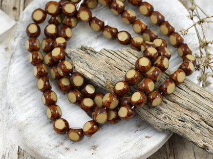 Picasso Beads - Czech Glass Beads - Old Stock Beads - Round Beads - Full Strand - 8mm - 25pcs - (4179)