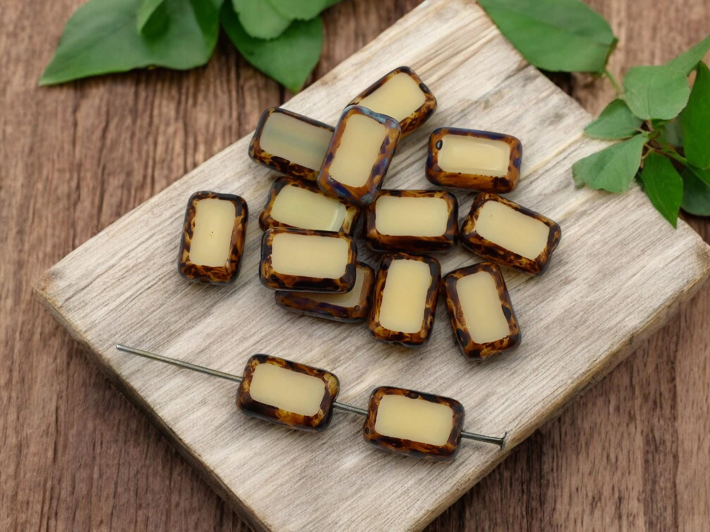 Picasso Beads - Czech Glass Beads - Rectangle Beads - 12x8mm - 24pcs - (1274)