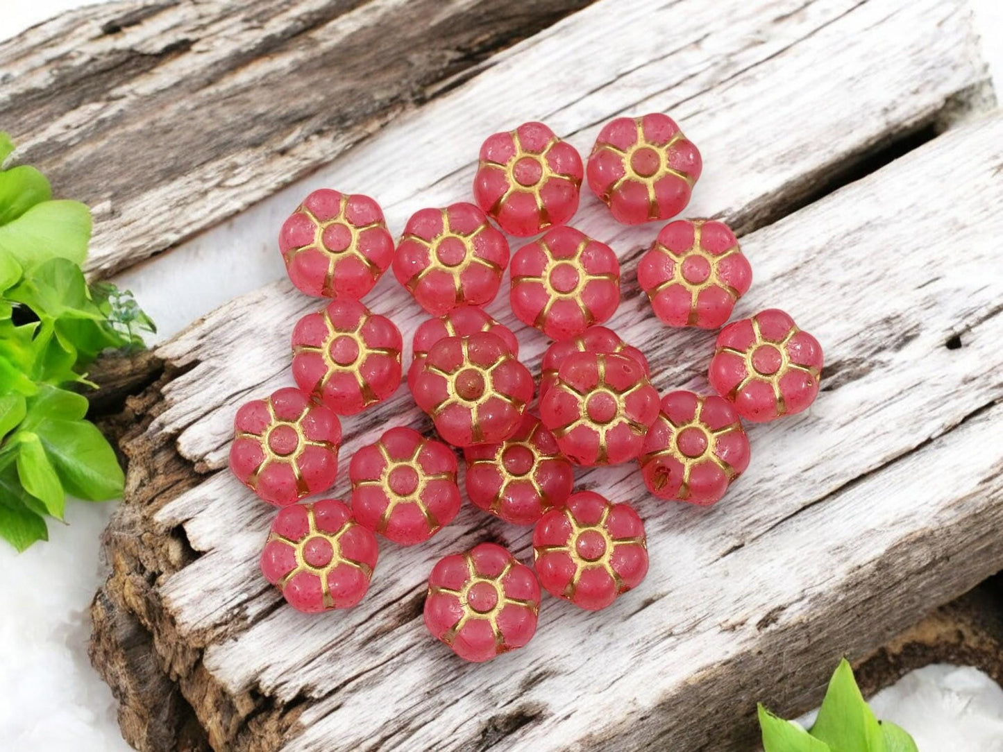 Czech Glass Beads - Flower Beads - Czech Glass Flowers - 8mm - 19pcs - (3493)