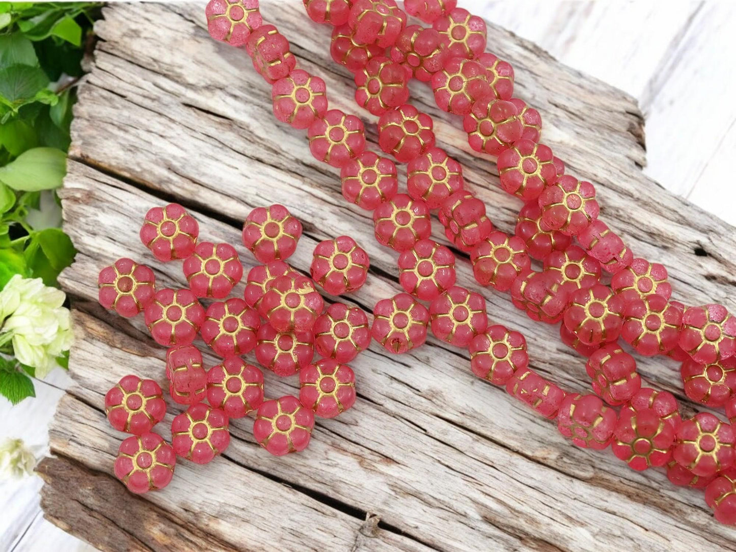 Czech Glass Beads - Flower Beads - Czech Glass Flowers - 8mm - 19pcs - (3493)