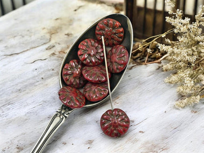 Flower Beads - Czech Glass Beads - Picasso Beads - Dahlia Beads - Dahlia Flower - 10pcs - 14mm - (1659)