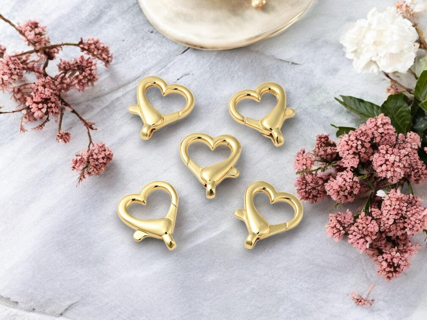 Lobster Clasps - Gold Clasps - Trigger Clasps - Heart Clasps - 2pc - 26x22mm - (B401)