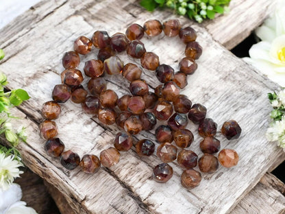 Czech Glass Beads - Picasso Beads - Central Cut Beads - Round Beads - Central Cut - Czech Beads - 8mm - 15 Beads - (2906)