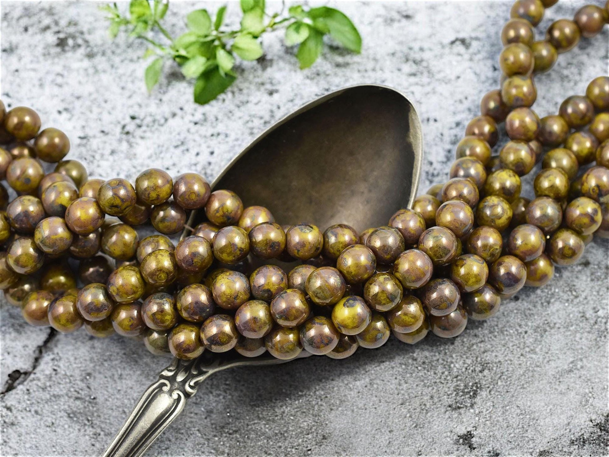 Picasso Beads - 6mm Beads - Round Beads - Czech Glass Beads - Druk Beads - 50pcs - (A683)