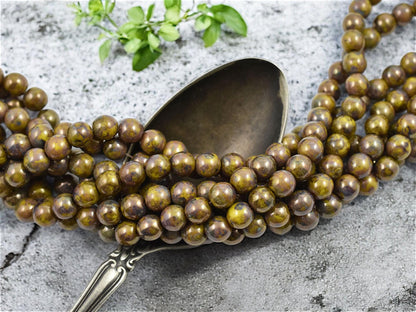 Picasso Beads - 6mm Beads - Round Beads - Czech Glass Beads - Druk Beads - 50pcs - (A683)