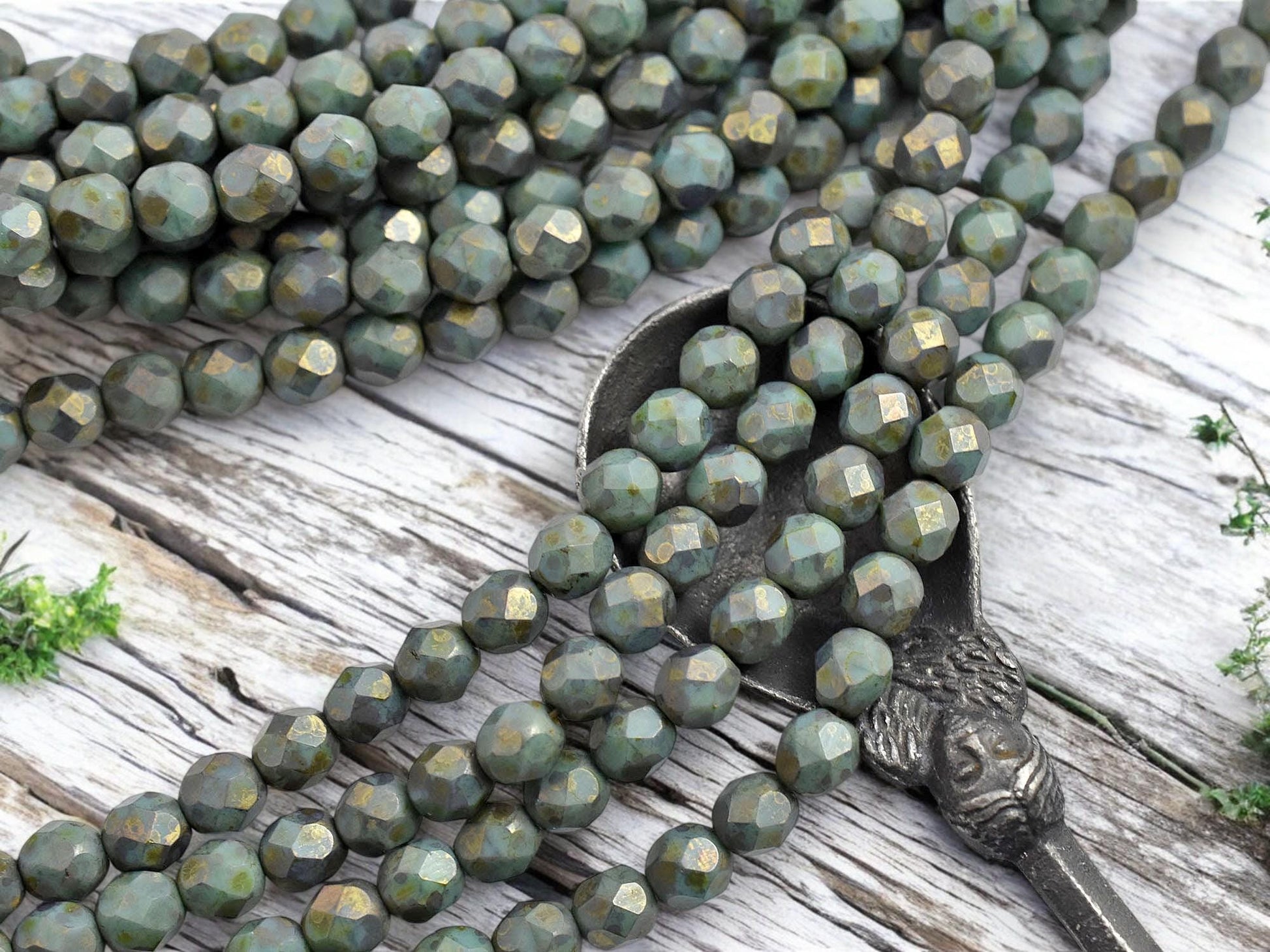 Czech Glass Beads - Fire Polish Beads - Picasso Beads - Round Beads - 6mm - 25pcs - (5614)