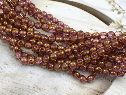 Czech Glass Beads - Picasso Beads - 3 Cut Round Beads - Old Stock Beads - 8mm - 25 Beads - (5277)