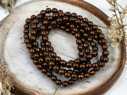 Bronze Beads - Czech Glass Beads - 6mm Beads - Round Beads - Druk Beads - 30pcs - (A683)