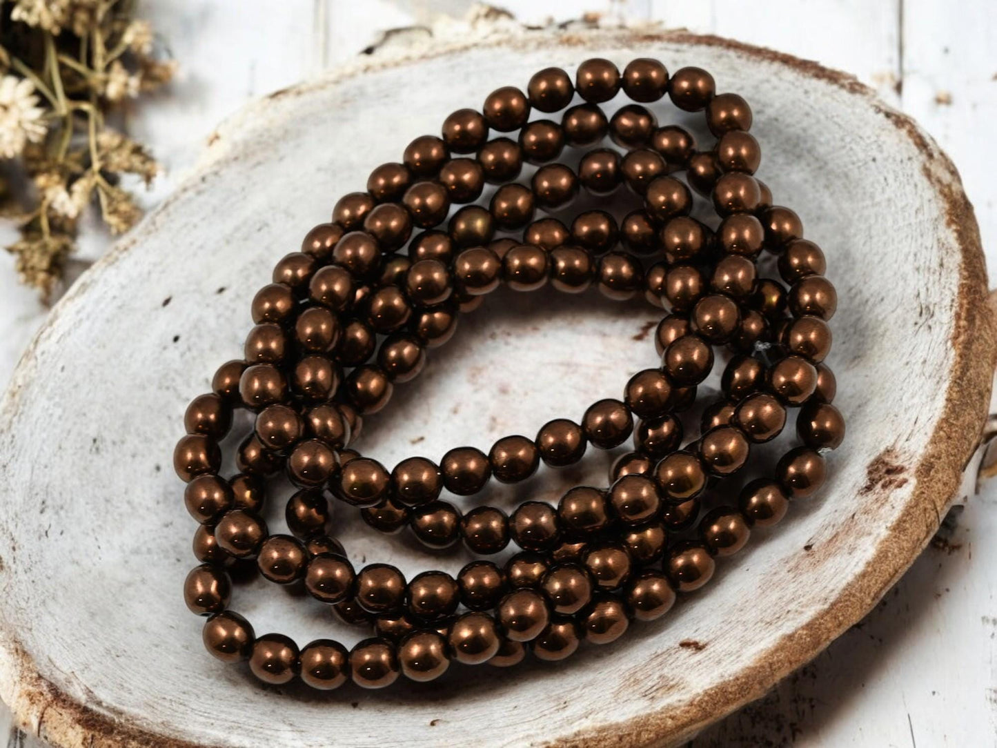 Bronze Beads - Czech Glass Beads - 6mm Beads - Round Beads - Druk Beads - 30pcs - (A683)