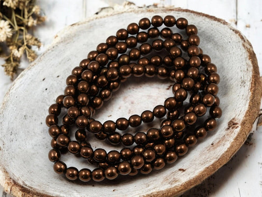 Bronze Beads - Czech Glass Beads - 6mm Beads - Round Beads - Druk Beads - 30pcs - (A683)