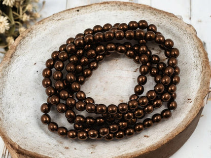 Bronze Beads - Czech Glass Beads - 6mm Beads - Round Beads - Druk Beads - 30pcs - (A683)