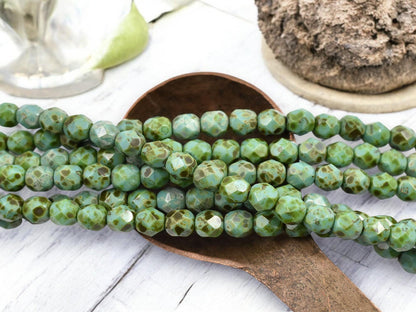 Picasso Beads - Czech Glass Beads -6mm Fire Polish Beads - Round Beads - 6mm - 25pcs - (4617)