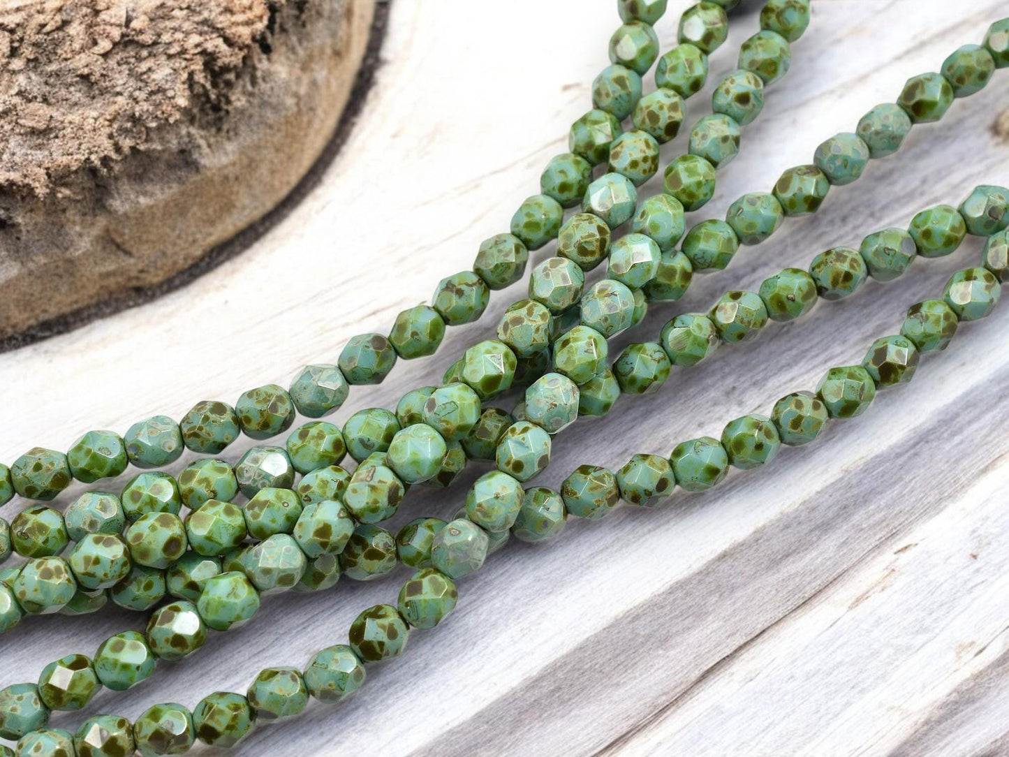 Picasso Beads - Czech Glass Beads -6mm Fire Polish Beads - Round Beads - 6mm - 25pcs - (4617)