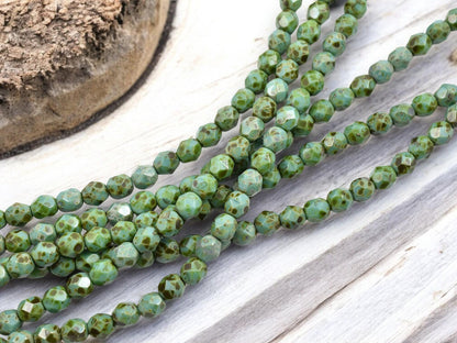 Picasso Beads - Czech Glass Beads -6mm Fire Polish Beads - Round Beads - 6mm - 25pcs - (4617)