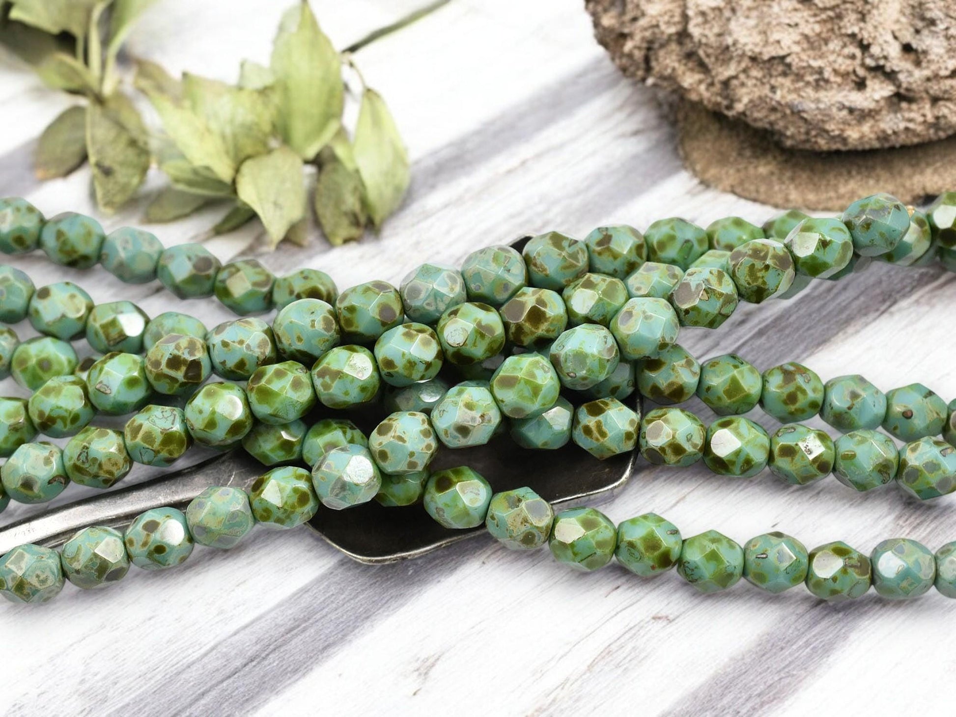 Picasso Beads - Czech Glass Beads -6mm Fire Polish Beads - Round Beads - 6mm - 25pcs - (4617)