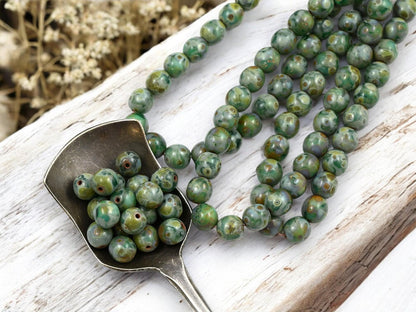 Picasso Beads - Czech Glass Beads - 6mm Druk Bead - Round Beads - Druk Beads - Round Glass Beads - 25pcs - (4345)