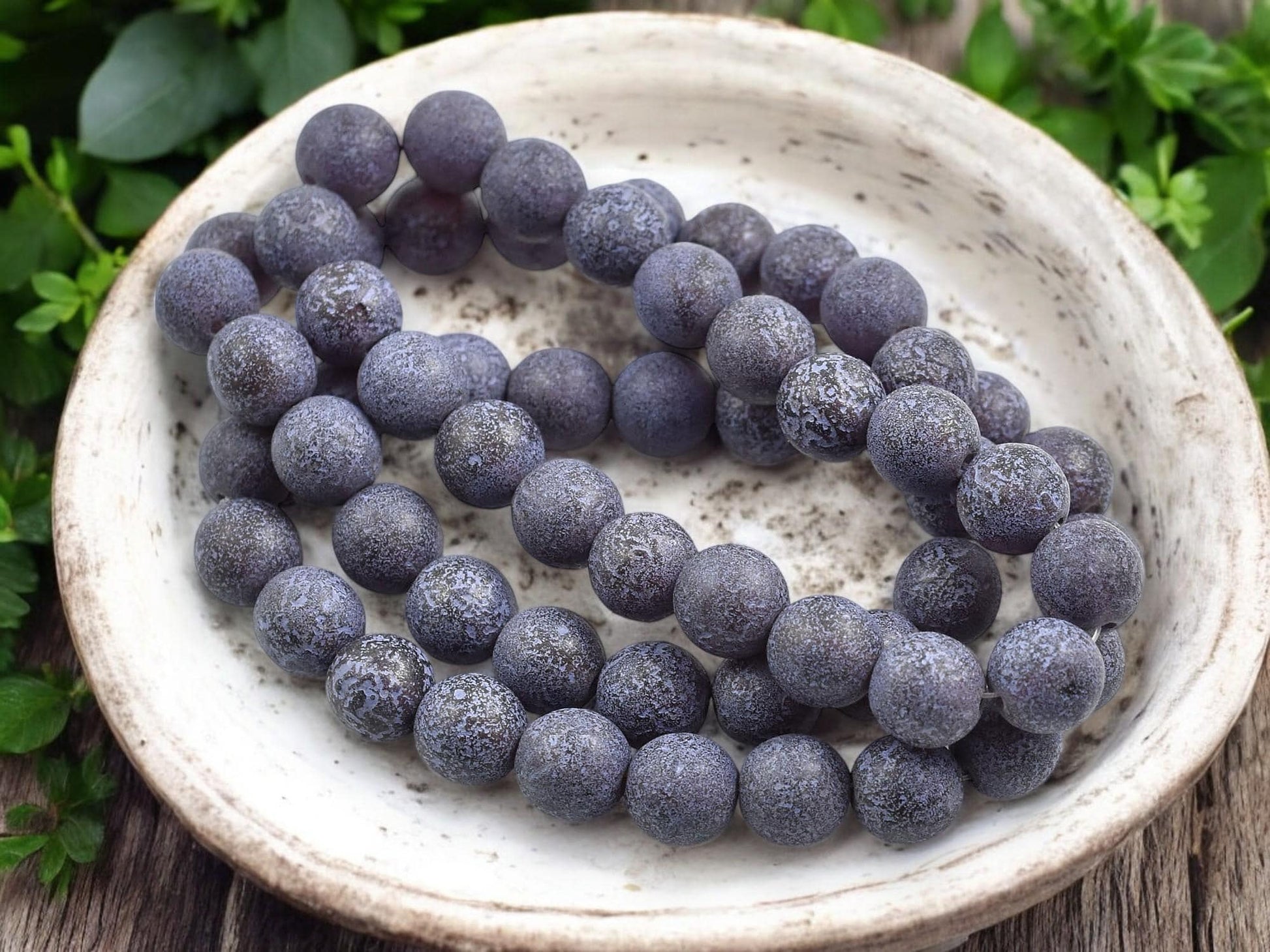 *20* 8mm Purple Etched Matte Amber Round Druk Beads