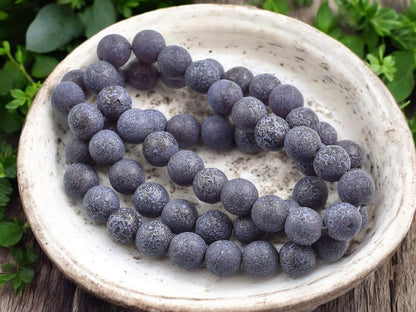 *20* 8mm Purple Etched Matte Amber Round Druk Beads