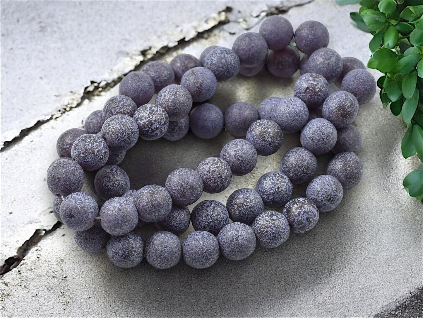 *20* 8mm Purple Etched Matte Amber Round Druk Beads