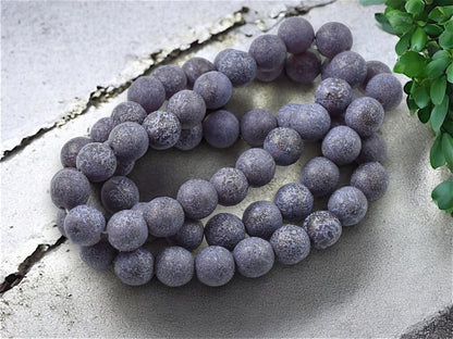 *20* 8mm Purple Etched Matte Amber Round Druk Beads
