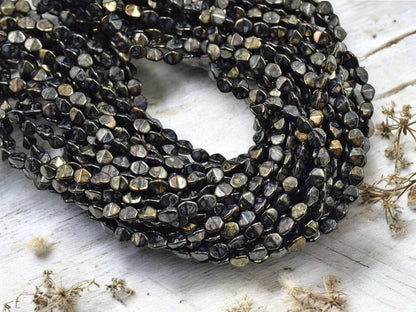 Pinch Beads - Czech Glass Beads - Picasso Beads - Oval Beads - Small Beads - Bead Crochet - 5x4mm - 50pcs - (3233)