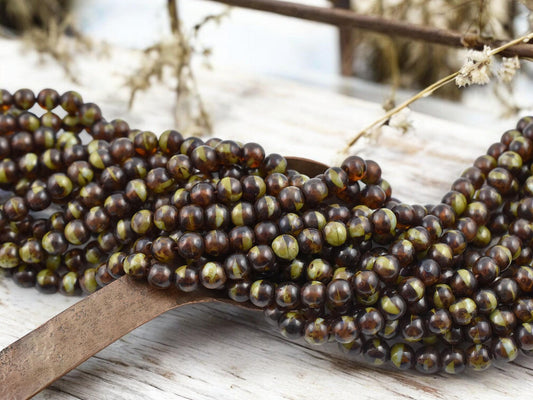 Czech Glass Beads - Round Beads - 6mm Beads - Czech Glass Round - Picasso Beads - Druk Beads - 6mm - 50pcs - (2108)