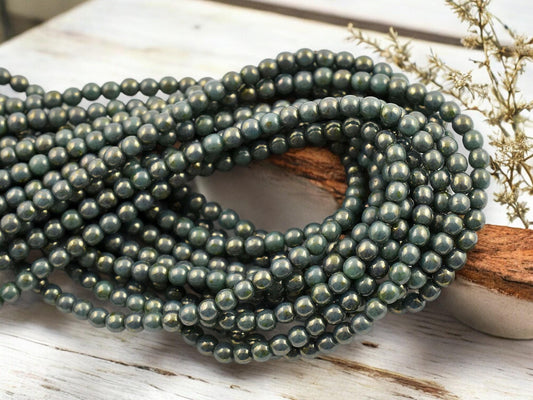 4mm Beads - Czech Glass Beads - Picasso Beads - Round Beads - Druk Beads - 100pcs - (1765)