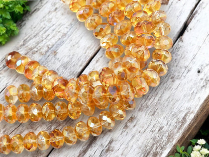 Czech Glass Beads - Rondelle Beads - Czech Glass Rondelle - Fire Polish Beads - 11x7mm - 25pcs - (1419)