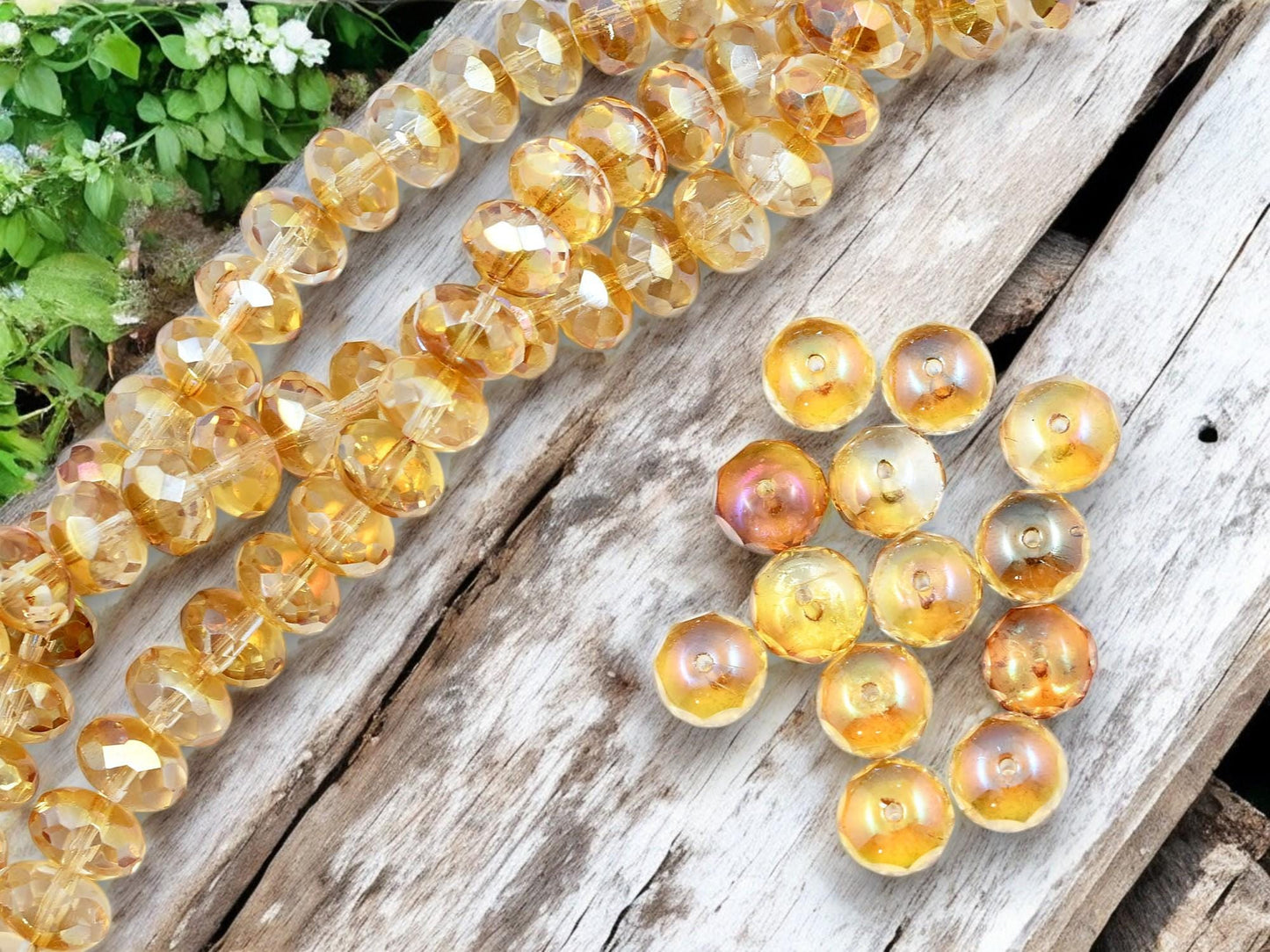 Czech Glass Beads - Rondelle Beads - Czech Glass Rondelle - Fire Polish Beads - 11x7mm - 25pcs - (1419)