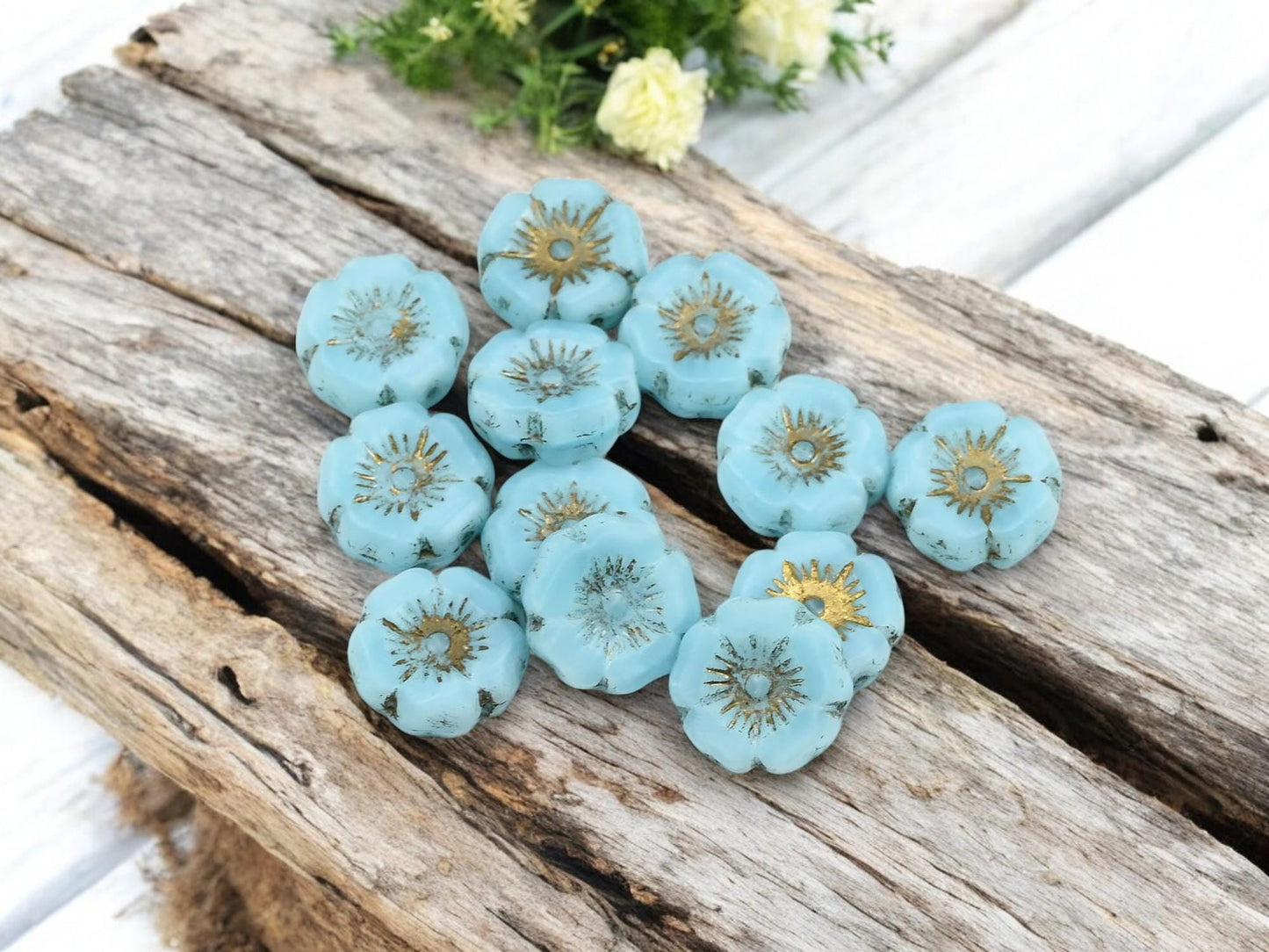 Czech Glass Beads - Hawaiian Flower Beads - Czech Glass Flowers - Hibiscus Flower - 12mm - 12pcs (B763)