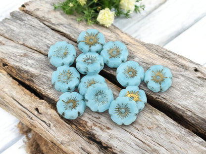 Czech Glass Beads - Hawaiian Flower Beads - Czech Glass Flowers - Hibiscus Flower - 12mm - 12pcs (B763)