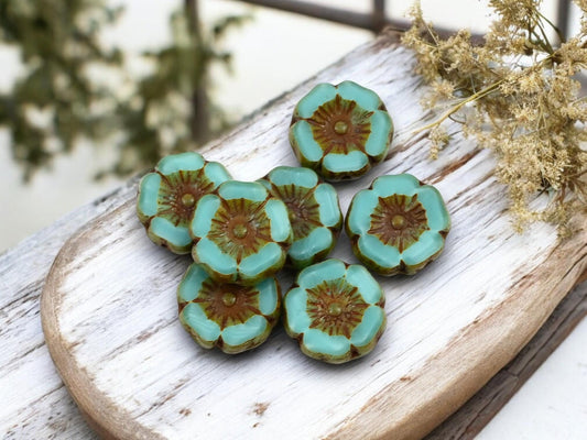 Picasso Beads - Czech Glass Beads - Hawaiian Flower Beads - Czech Glass Flowers - 12mm - 12pcs (6161)