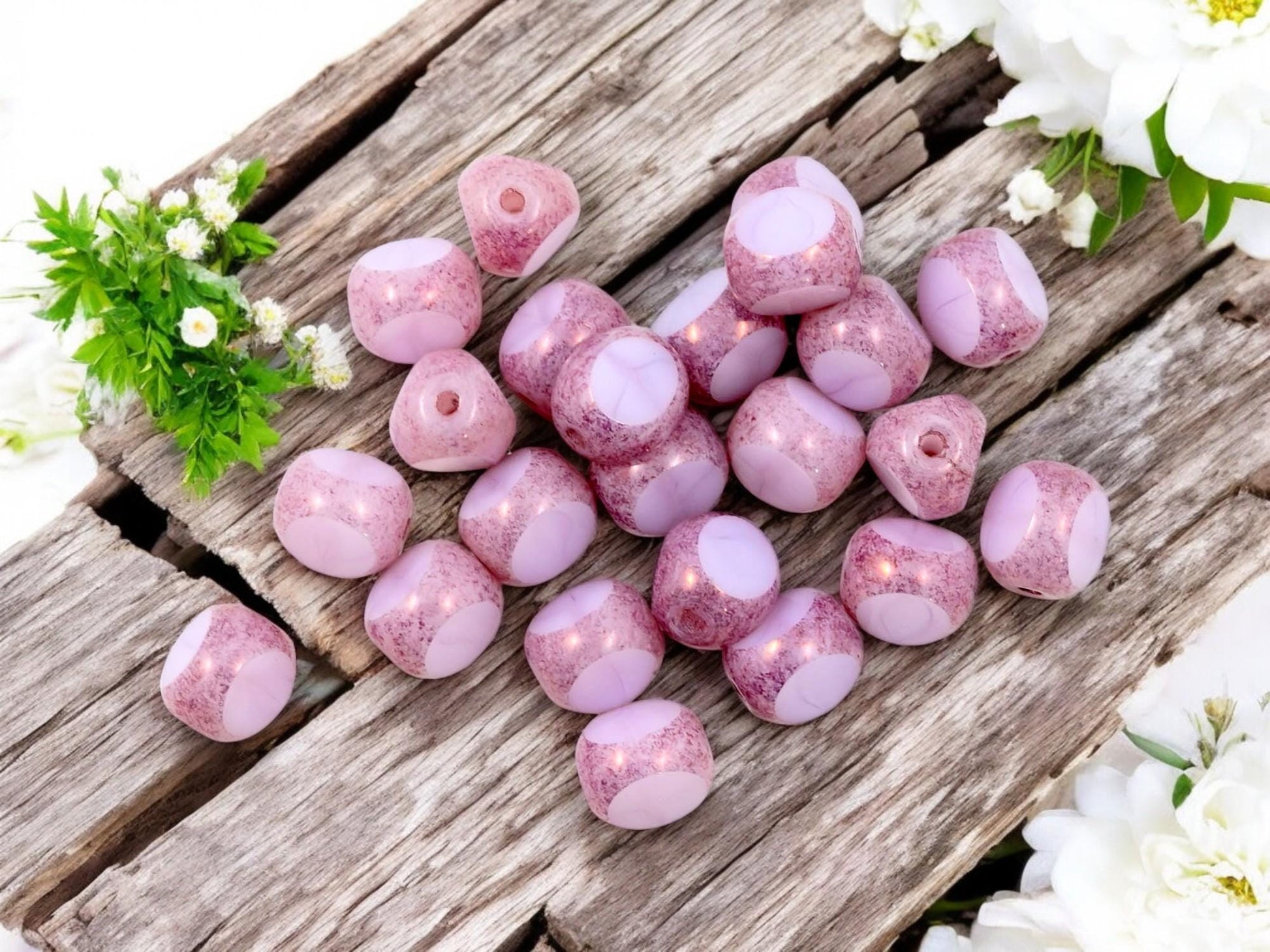 Czech Glass Beads - Picasso Beads - 3 Cut Round Beads - Old Stock Beads - 8mm - 25 Beads - (694)