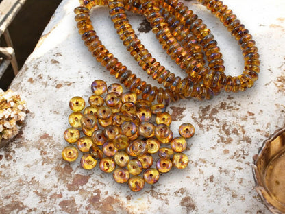 Picasso Beads - Czech Glass Beads - Glass Spacer Bead - Picasso Beads - Rondelle Beads - 6x2mm - 50pcs - (2945)