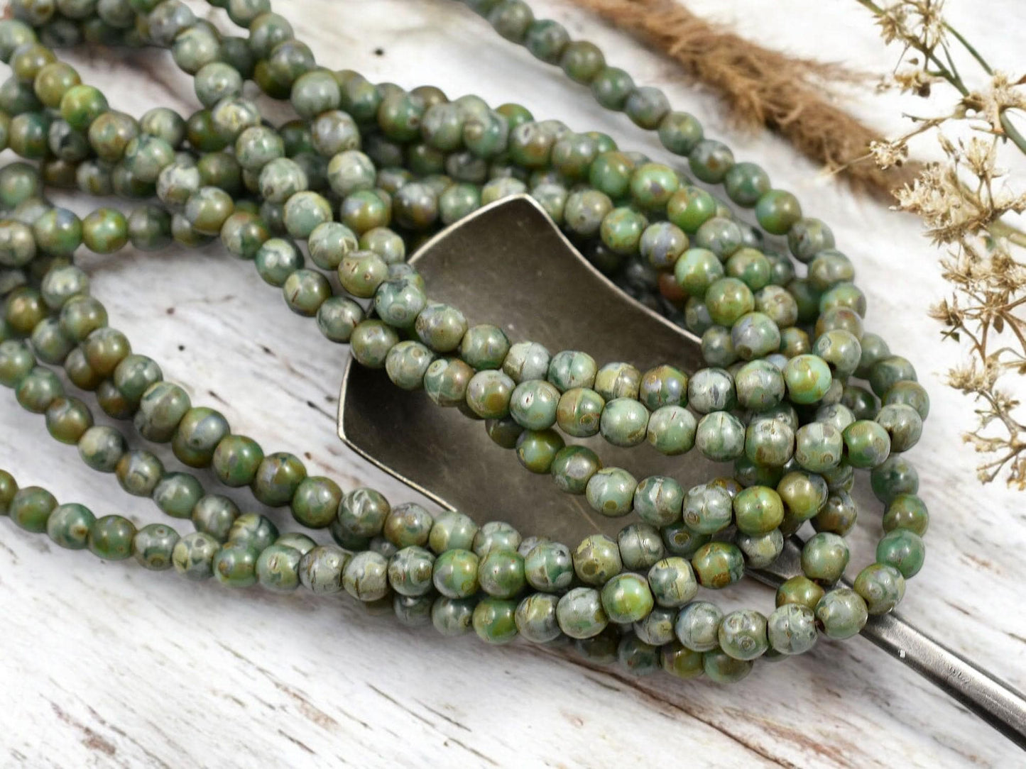 Picasso Beads - Czech Glass Beads - Round Beads - Druk Beads - Round Beads - 4mm - 50pcs - (3904)