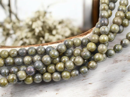 Picasso Beads - Czech Glass Beads - Round Beads - Druks - 8mm Beads - 25pcs - (B467)