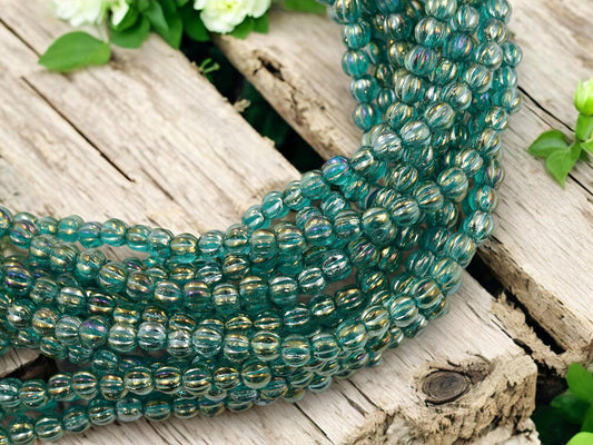 Czech Glass Beads - Melon Beads - Old Stock Beads - Round Beads - 5mm - Picasso Beads - 50pcs - (3642)