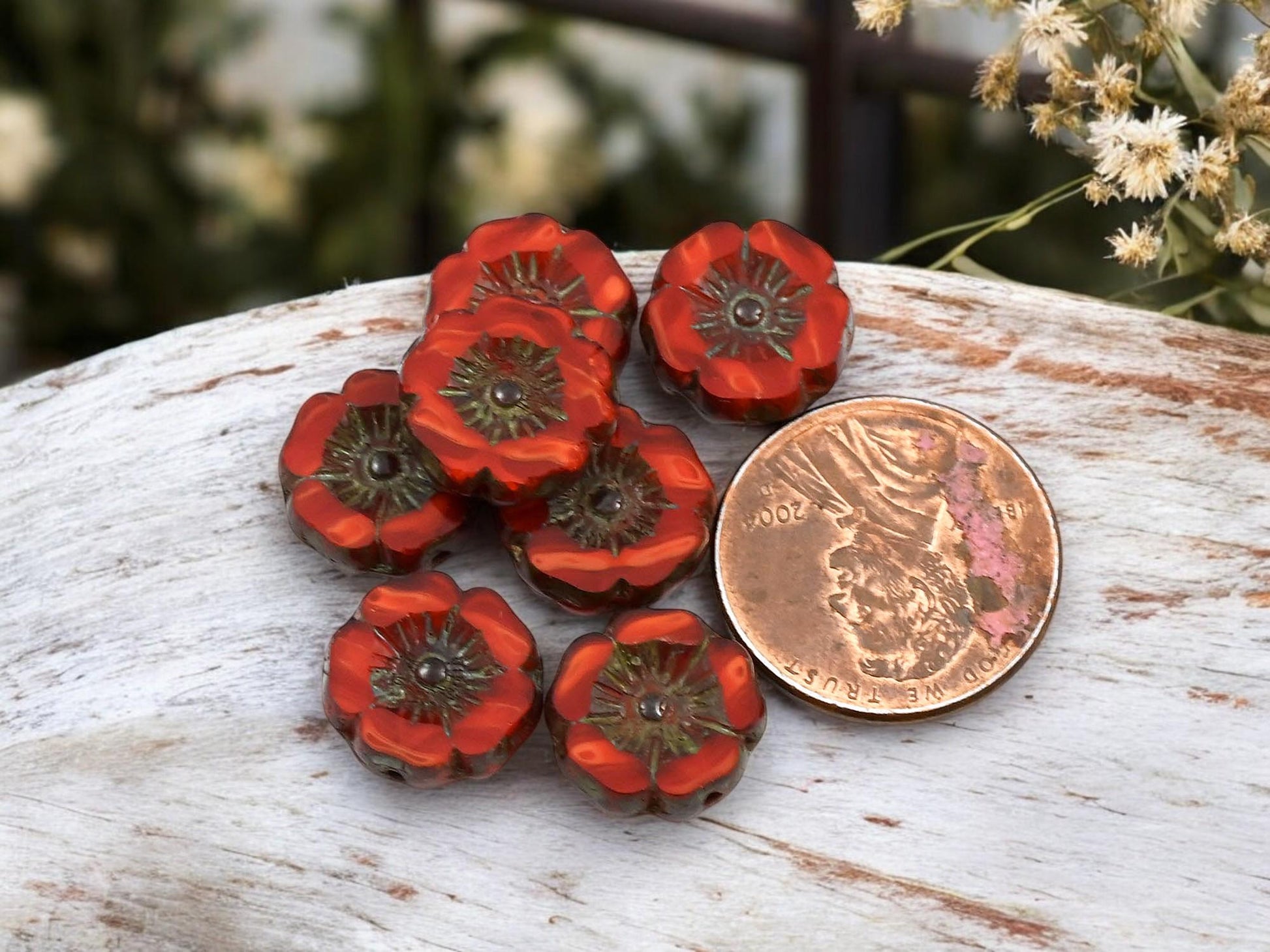 Picasso Beads - Czech Glass Beads - Hawaiian Flower Beads - Czech Glass Flowers - 12mm - 12pcs - (5566)