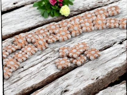 Czech Glass Beads - Flower Beads - Czech Glass Flowers - Square Flowers - 11mm Flower - 13pcs - (3976)