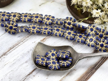 Czech Glass Beads - Flower Beads - Czech Glass Flowers - Square Flowers - 11mm Flower - 13pcs - (5569)