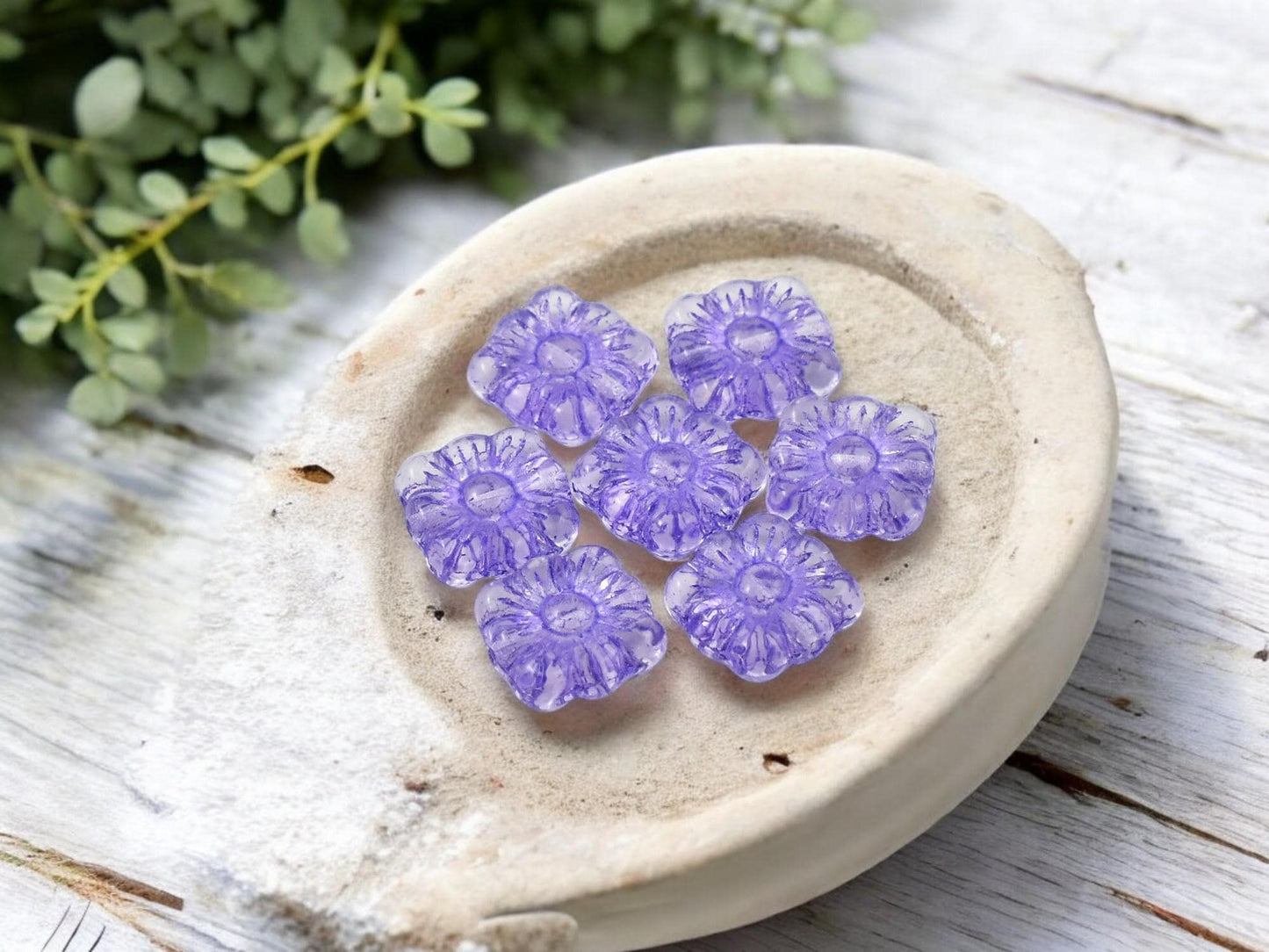 Czech Glass Beads - Flower Beads - Czech Glass Flowers - Square Flowers - 11mm Flower - 16pcs - (1754)