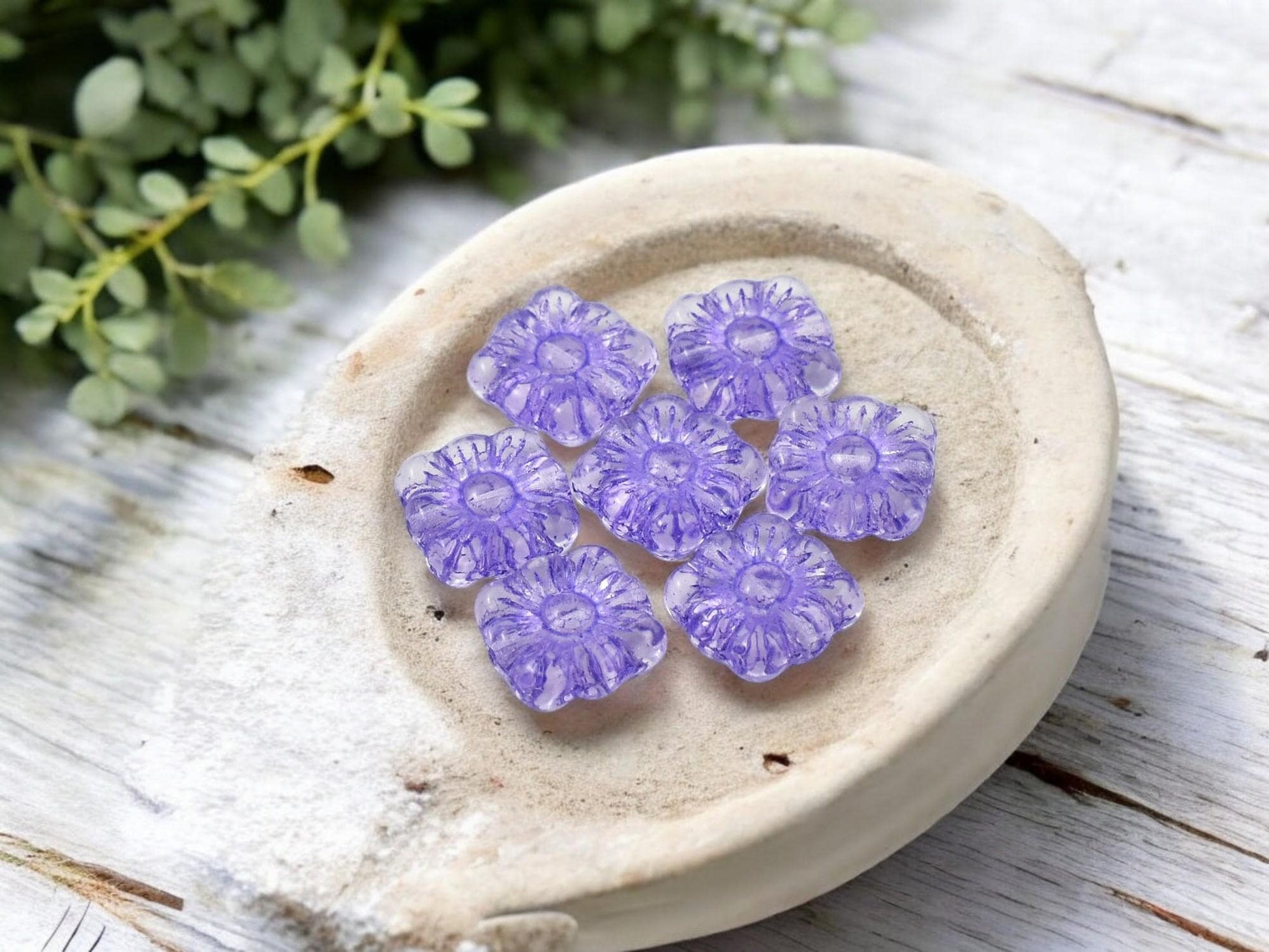 Czech Glass Beads - Flower Beads - Czech Glass Flowers - Square Flowers - 11mm Flower - 16pcs - (1754)