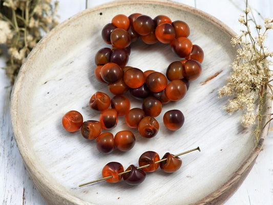 Mushroom Button - Czech Glass Beads - Button Beads - Czech Glass Buttons - 9x8mm - 30pcs - (5366)