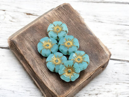 Czech Glass Beads - Hawaiian Flower Beads - Picasso Beads - Czech Glass Flowers - 12mm - 12pcs - (1107)